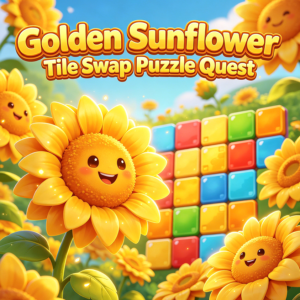 Golden Sunflower Tile Swap Puzzle Quest